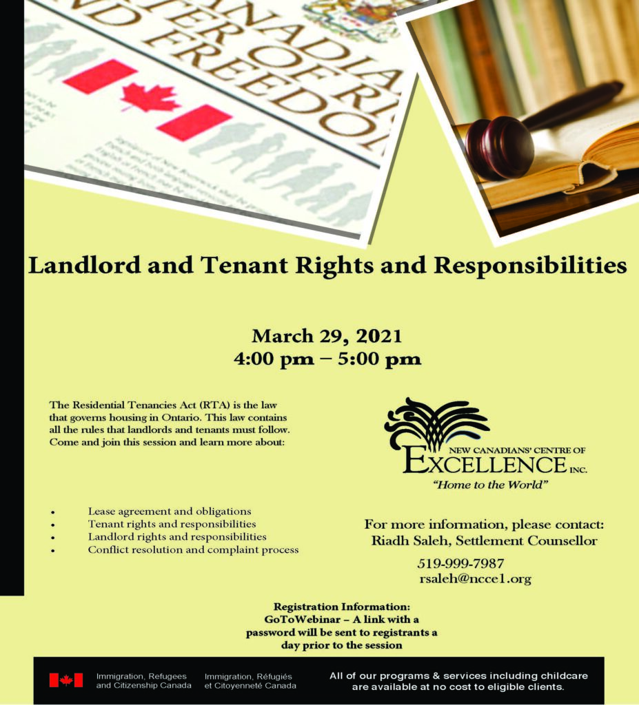 Tenant And Landlord Rights And Responsibilities New Canadians Centre