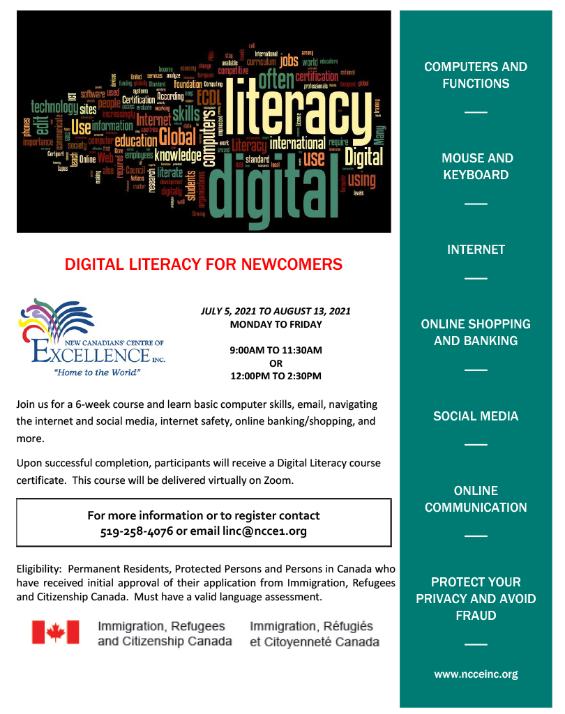 DIGITAL LITERACY FOR NEWCOMERS - New Canadians' Centre of Excellence Inc.